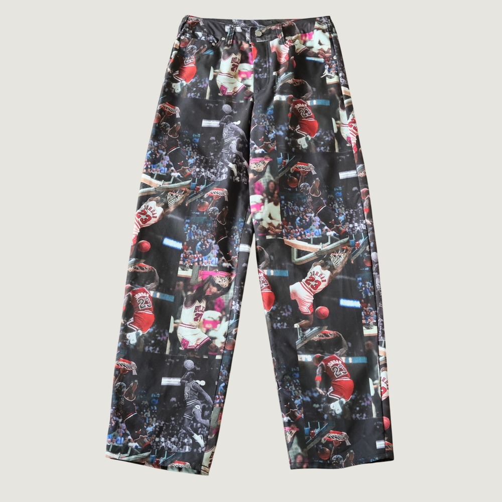 Jordan Brand Michael Jordan All Over Print Pants Black Canvas Streetwear 30 New
